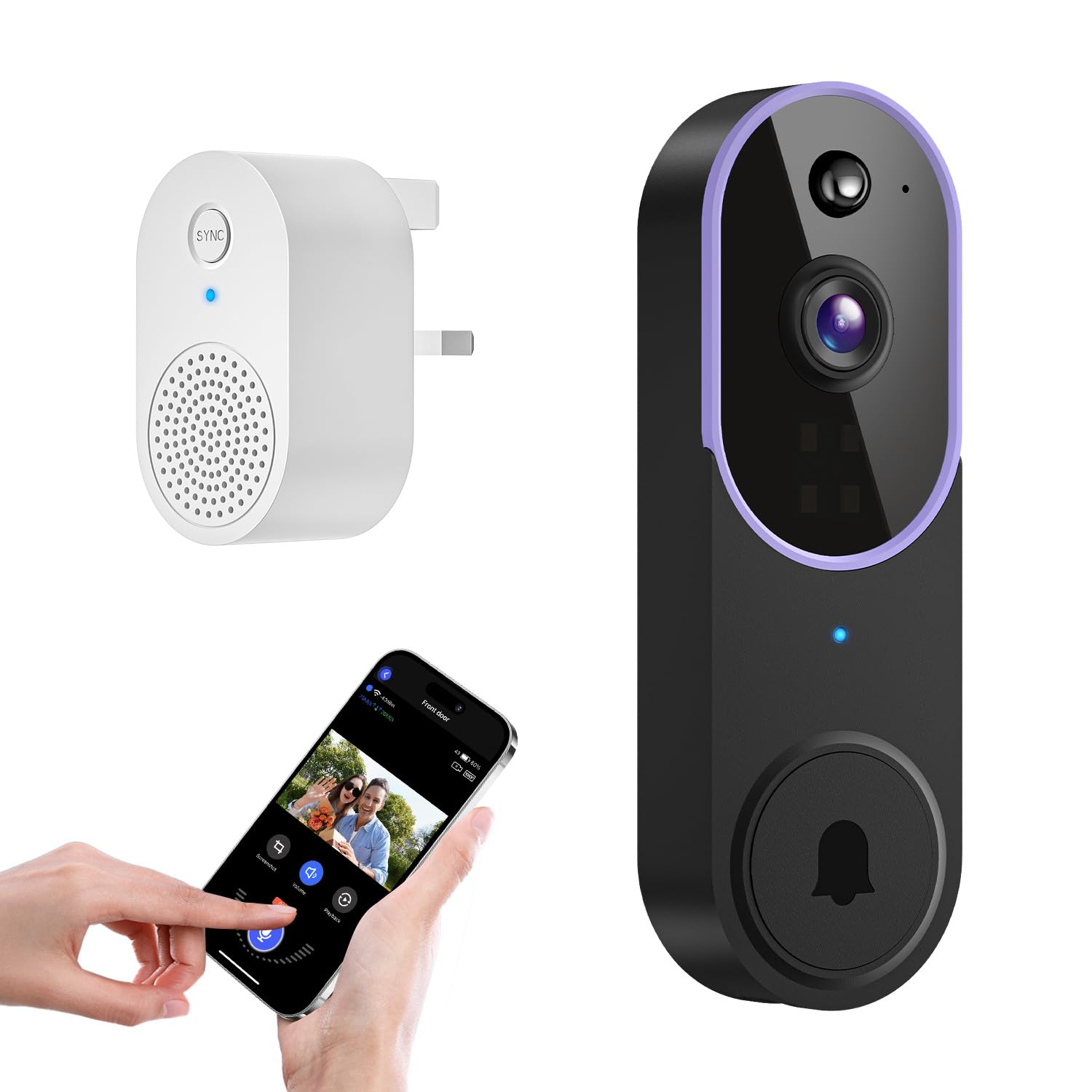 WiFi Video Doorbell Camera Wireless with Doorbell Receiver