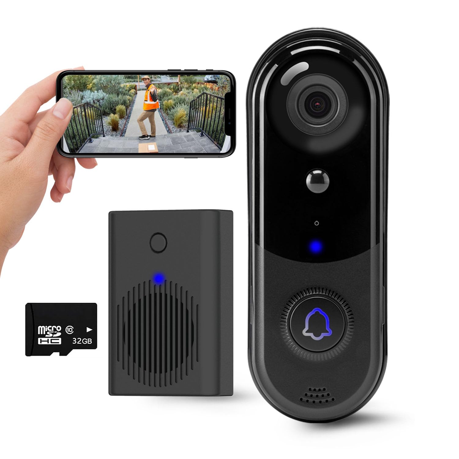 Video Doorbell Camera with 32 GB SD Card