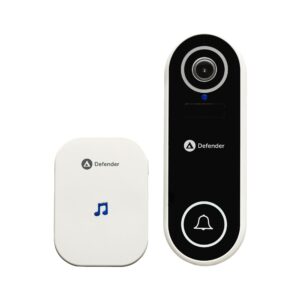 Defender Video Doorbell - Smart Wireless Video Doorbell Camera with Chime - Full HD - Night Vision - USB Rechargeable - No Subscription - IP66 Waterproof - SD Card Included