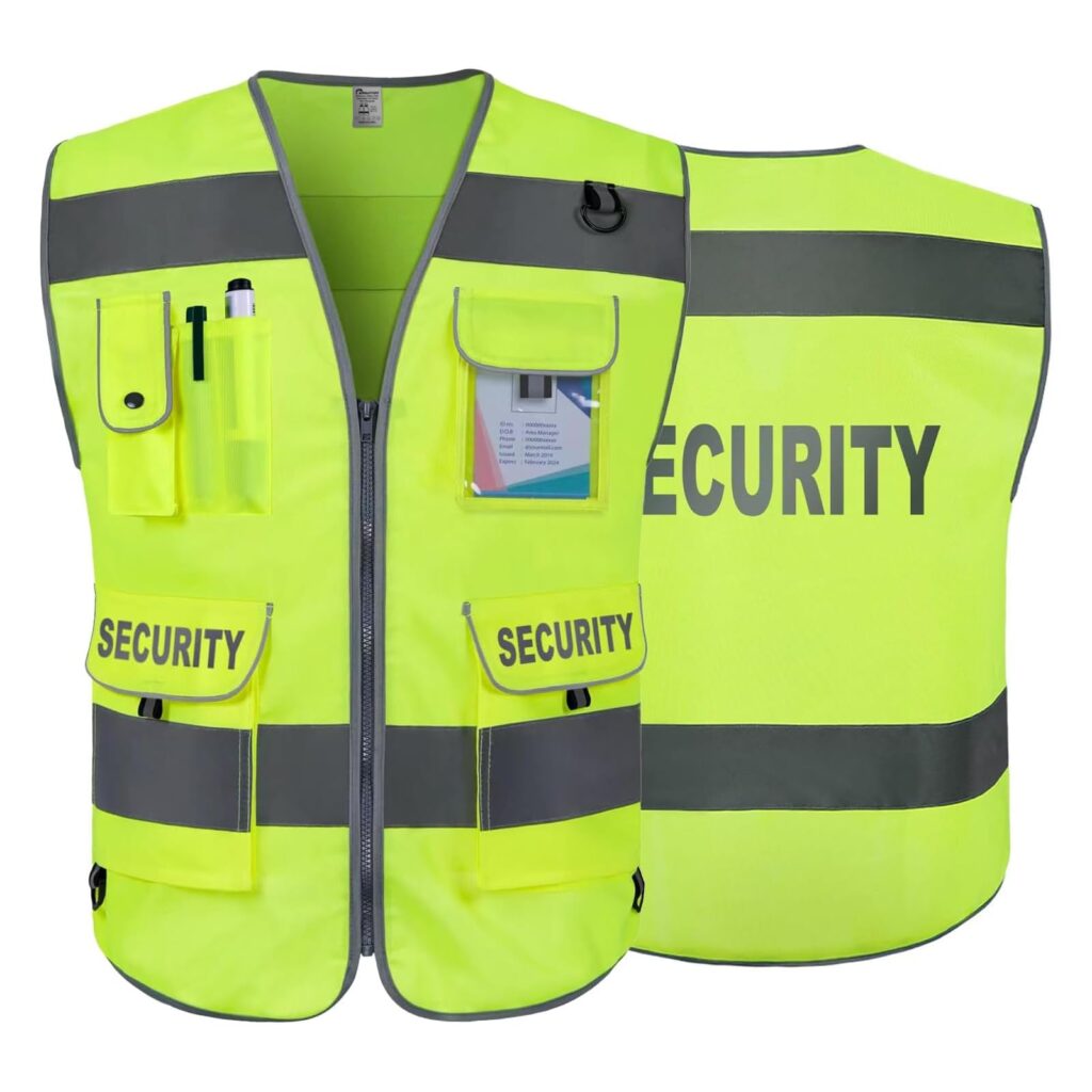 Security Vest for Security Guard 9 Pockets Hi Vis Vest for Men Women