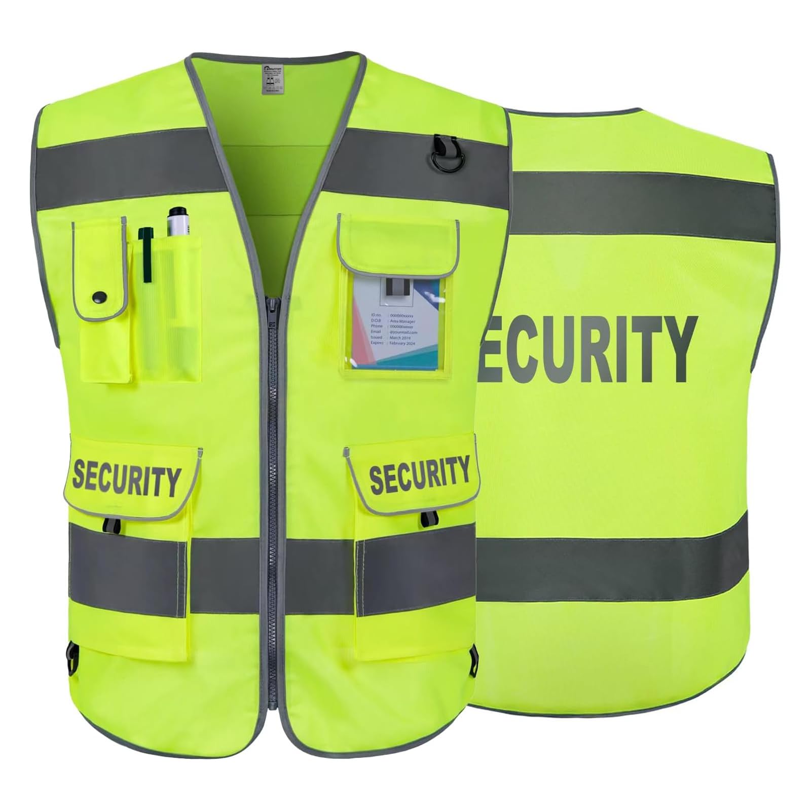Security Vest for Security Guard 9 Pockets High Vis Vests for Men Women