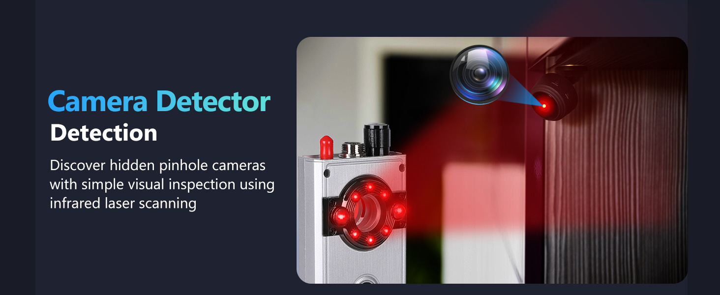 Text reads 'Camera Detector Detection'. Demonstration image showing red gradient detection overlay on camera footage.