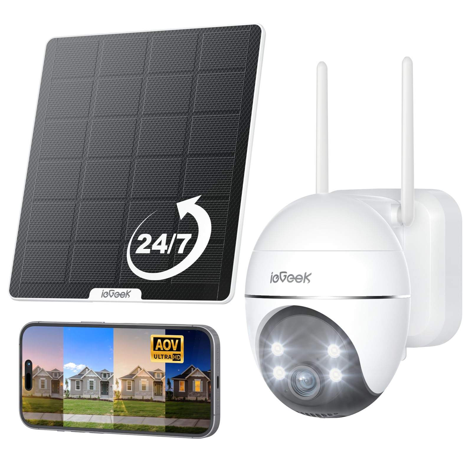 ieGeek AOV 24/7 Recording Solar Security Camera Outdoor Wireless