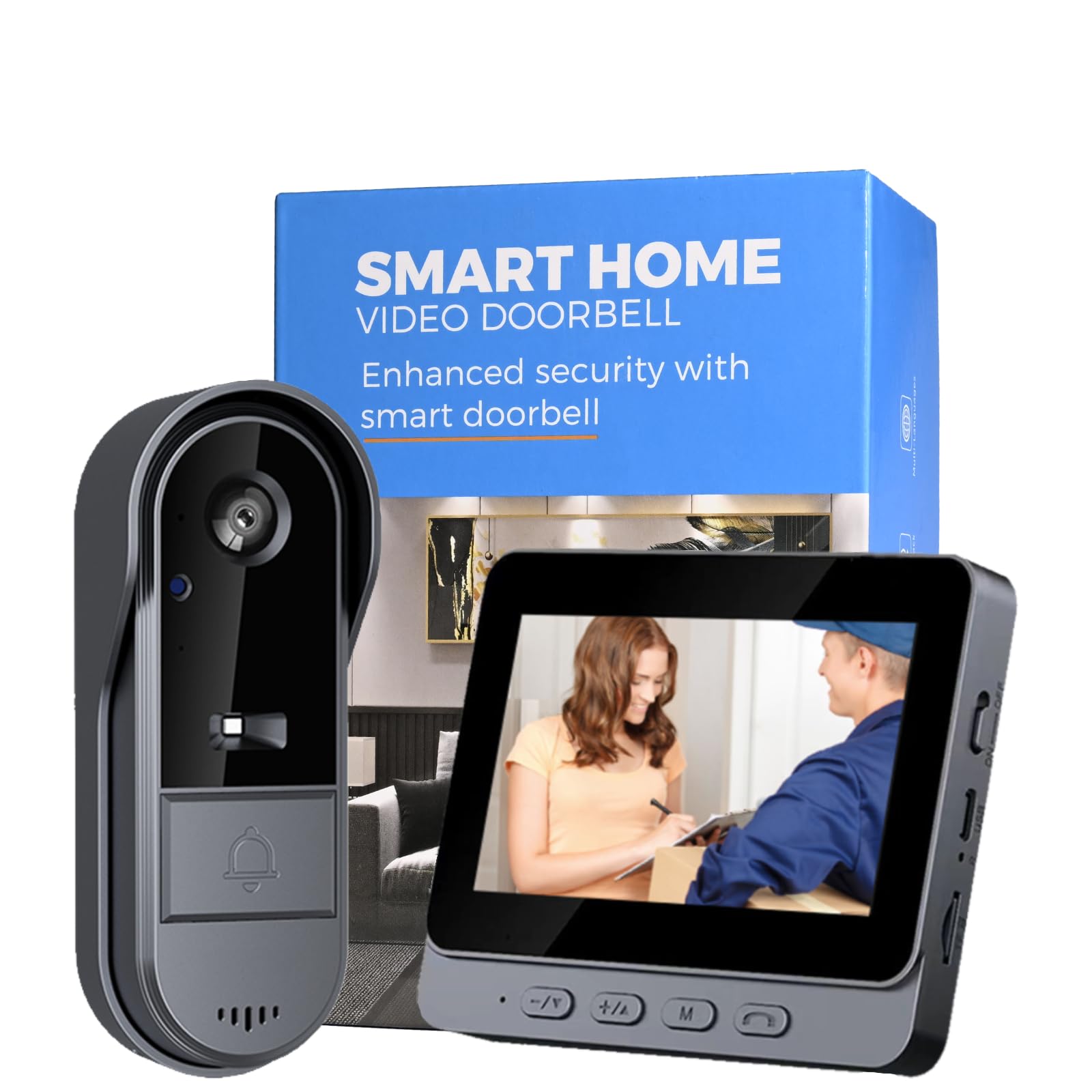 Winnes Video Doorbell Camera with Monitor 1080P High Definition Two-way audio