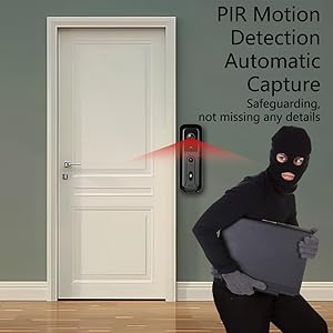 Smart video doorbell system with dual activation. Outdoor unit with camera and indoor screen displaying live video feed. Shows instant activation from both inside and outside the home.