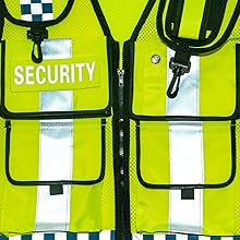 Close-up of fabric with neon yellow perforated material and blue and white checkered pattern stripe. Textured surface visible on both materials.