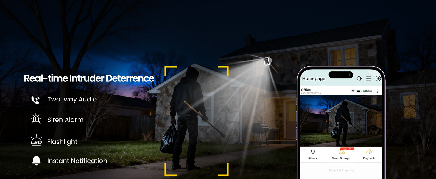 Collection of dark-toned interface screenshots showing what appears to be a mobile app's night mode or security camera interface features.