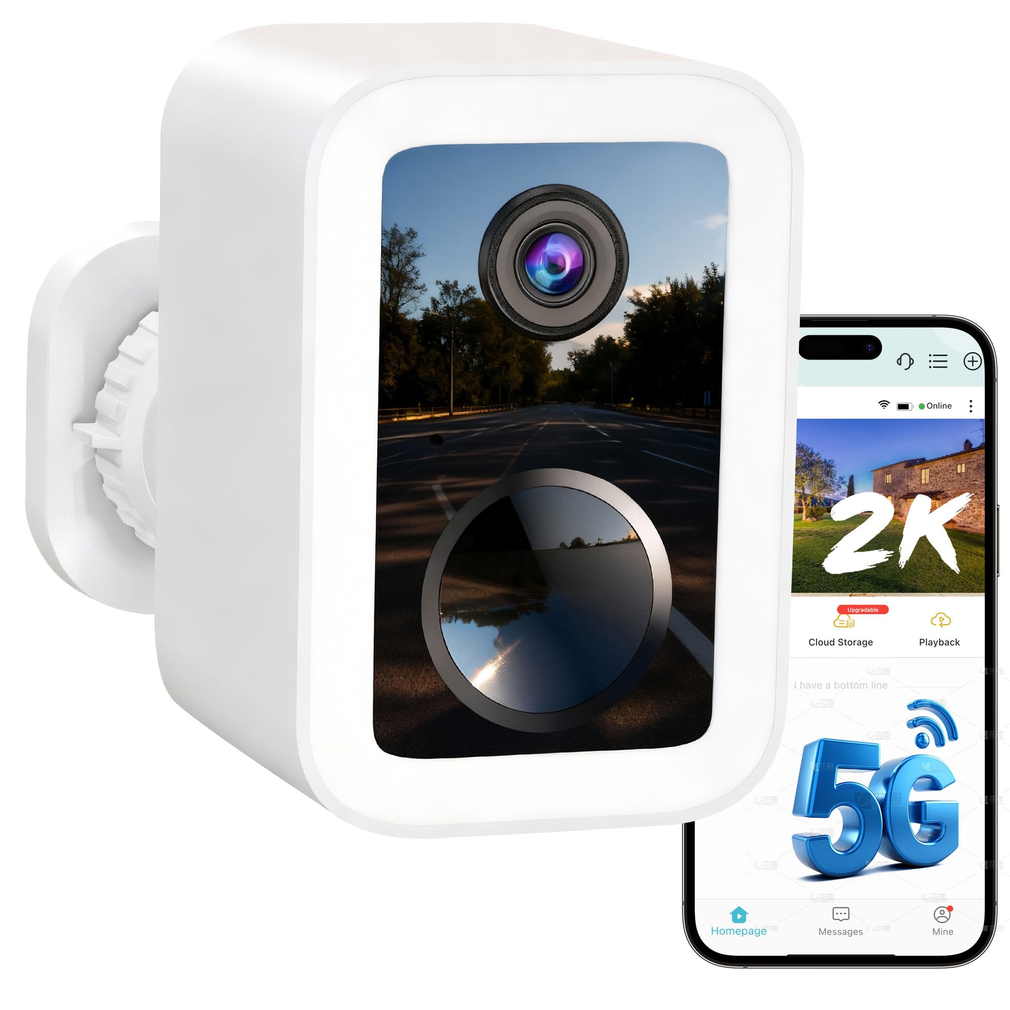 Upgraded 2K Wireless Outdoor Security Camera with Dual-Band 5GHz/2.4G WiFi & Free Cloud Storage | Colour Night Vision