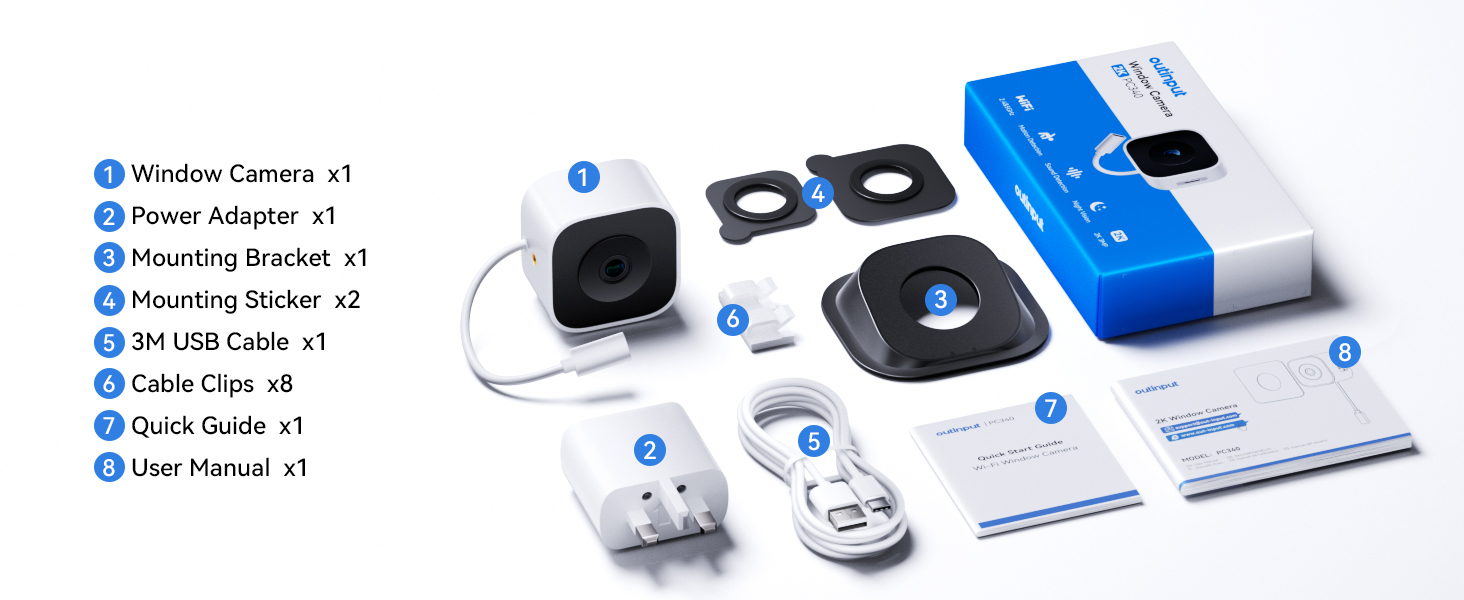 Technical diagram showing computer accessories and components laid out horizontally with connecting lines and labels in blue and white color scheme.