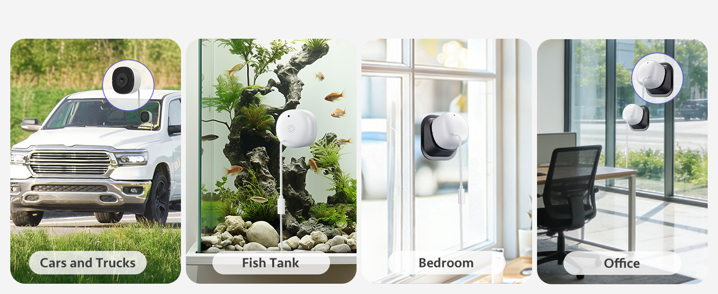 Series of interior room scenes showing different living spaces including living room, office, and bedroom environments with natural lighting.