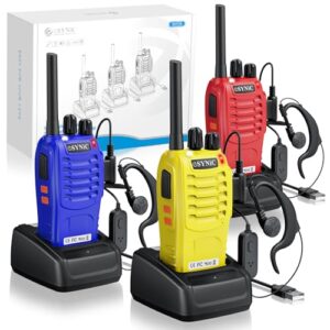 eSynic 3Pack Professional Walkie Talkies for Adults 16CH Rechargeable House Walky Talky PMR446 Two Way Radio With Earpieces& LED Light& Clip& Hand Free VOX Function
