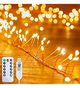 Outdoor Fairy Firecracker Lights Battery Operated, 10 Feet 100 LEDs Twinkle String Lights with Re...