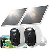 Security camera product box with GNCC branding. Below shows mobile device displaying outdoor surveillance footage with WiFi indicator.