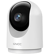 Black dome-shaped security camera showing multiple angles. Text reads '2K'. Camera features a sleek design with GNCC branding.