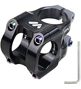 Purple aluminum bike stem or handlebar mount component shown from multiple angles, featuring sleek design and mounting hardware.