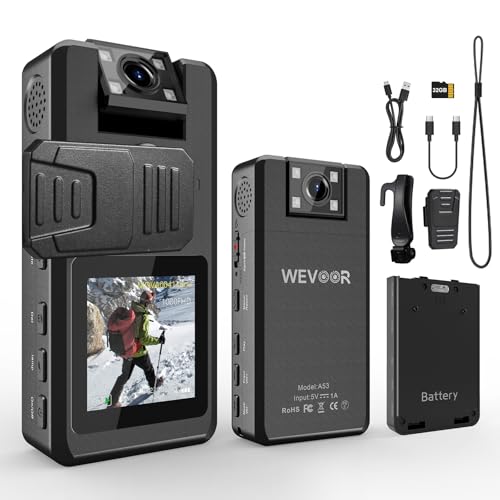 1296P Mini Video Body Camera 32GB 20Hrs Portable Wearable Police Camcorder