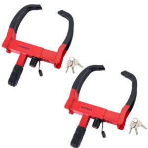 DASBET Wheel Clamp Lock Anti-Theft Wheel Lock Clamp 2 Pack Heavy Duty Car Wheel Locks with 3 Keys Adjustable Security Tire Clamp Fits 7-11" Width Tyres Security Clamp for Cars Caravans Trailers