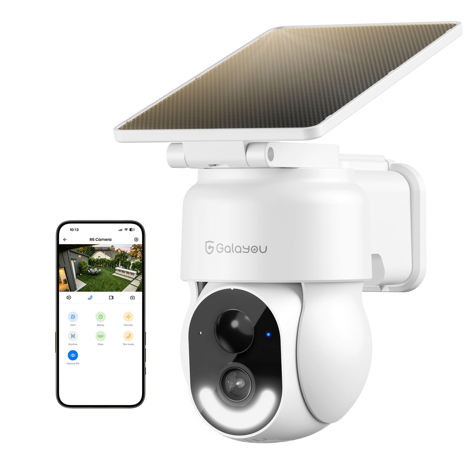 GALAYOU Solar Security Camera Outdoor Wireless - 2K Pan&Tilt Battery Powered CCTV