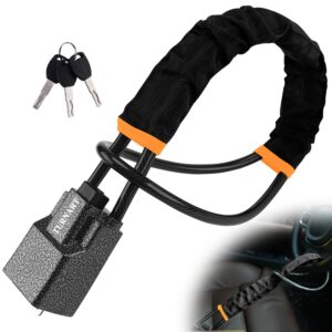 Turnart Steering Wheel Lock Seat Belt Lock Universal Fit Most Vehicles Sturdy Lock for Car Truck SUV Van Security with 3 Keys (Black)