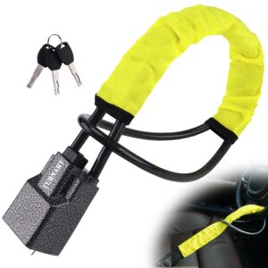 Turnart Steering Wheel Lock Seat Belt Lock Universal Fit Most Vehicles Sturdy Lock for Car Truck SUV Van Security with 3 Keys (Yellow)