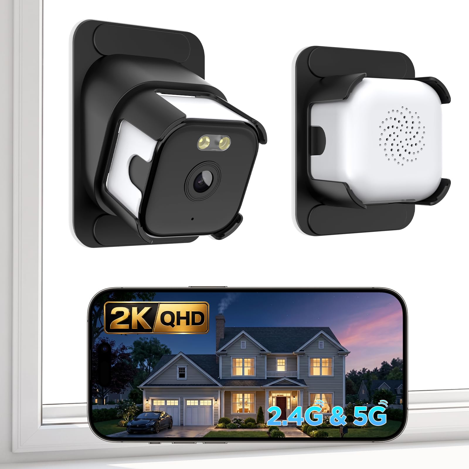 Acebliss 3MP 2K Window Security Camera - 2.4GHz & 5GHz WiFi Window Cameras for Home Security Looking Outside with Bracket