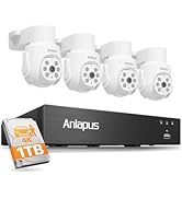 Anlapus 5MP Wired CCTV Camera System with 500GB, 8CH DVR with 4pcs 5MP 360° View Pan/Tilt Securit...