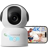 AKINGUAR 4K 8MP Indoor Camera Wireless with 64GB Local Storage, 360°Pan/Tilt, 2-Way Talk, Night V...