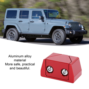 Multiple views of a red metallic mounting bracket or hardware component, showing different angles and included mounting screws and accessories.