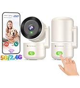 SYMYNELEC Indoor Camera with 2.4/5GHz WiFi: 2K 4MP Pet Dog Cameras with App - 360° Baby Monitor w...