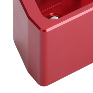 Multiple angles of a solid red box or container, showing different perspectives of the same rectangular object.