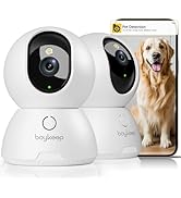 BoyKeep 2K Surveillance Cameras for Home Security, 2-Pack Indoor Camera with Night Vision, Pet Ca...