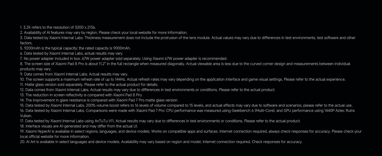 Dense technical text layout in white against black background, appearing to be product specifications or legal information.