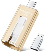 Rose gold and white iPhone/iPad storage device with USB connector and matching USB adapter shown separately.