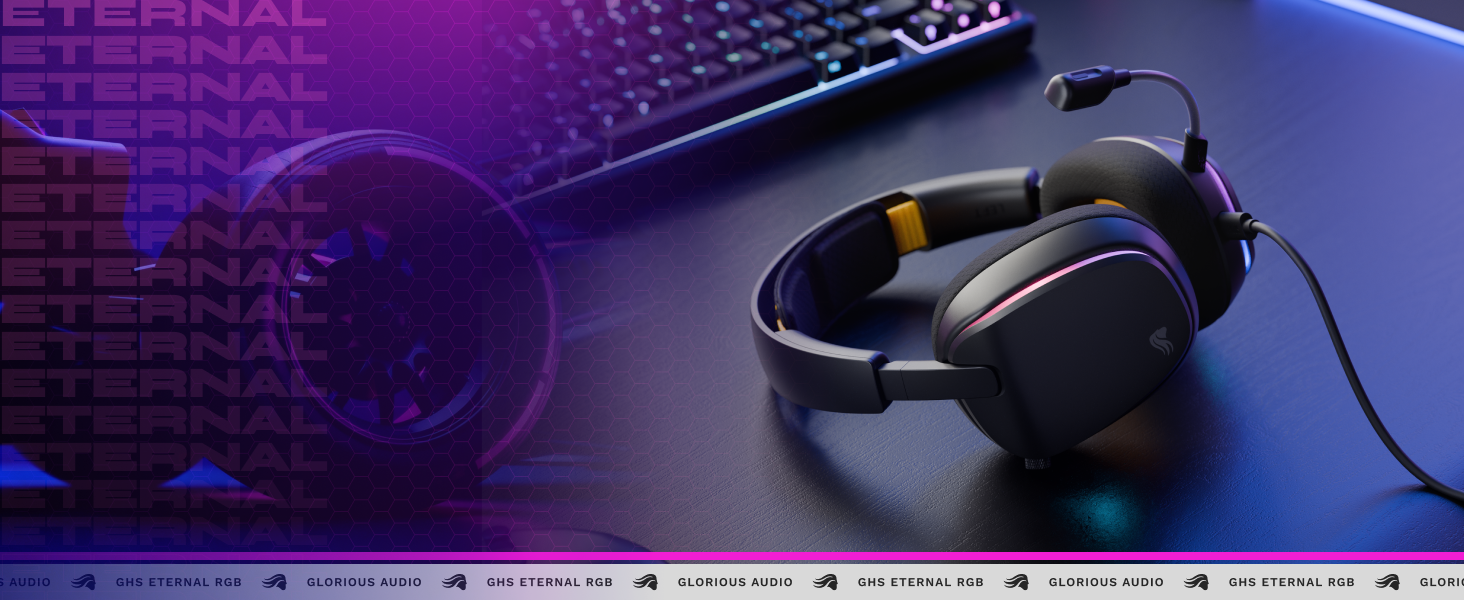 Gaming mouse on purple-lit surface with RGB lighting effects, shown from multiple angles against dark background.