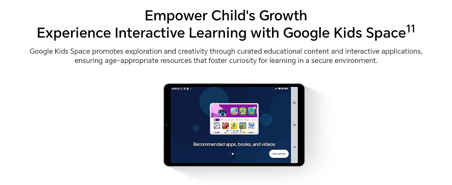 Text reads 'Empower Child's Growth Experience Interactive Learning with Google Kids Space'. Marketing banner for educational technology product.