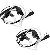 UAYESOK D Shape Security Earpiece Radio 2 Pin Bodyguard Headset with PTT Mic for Walkie Talkie Ba...