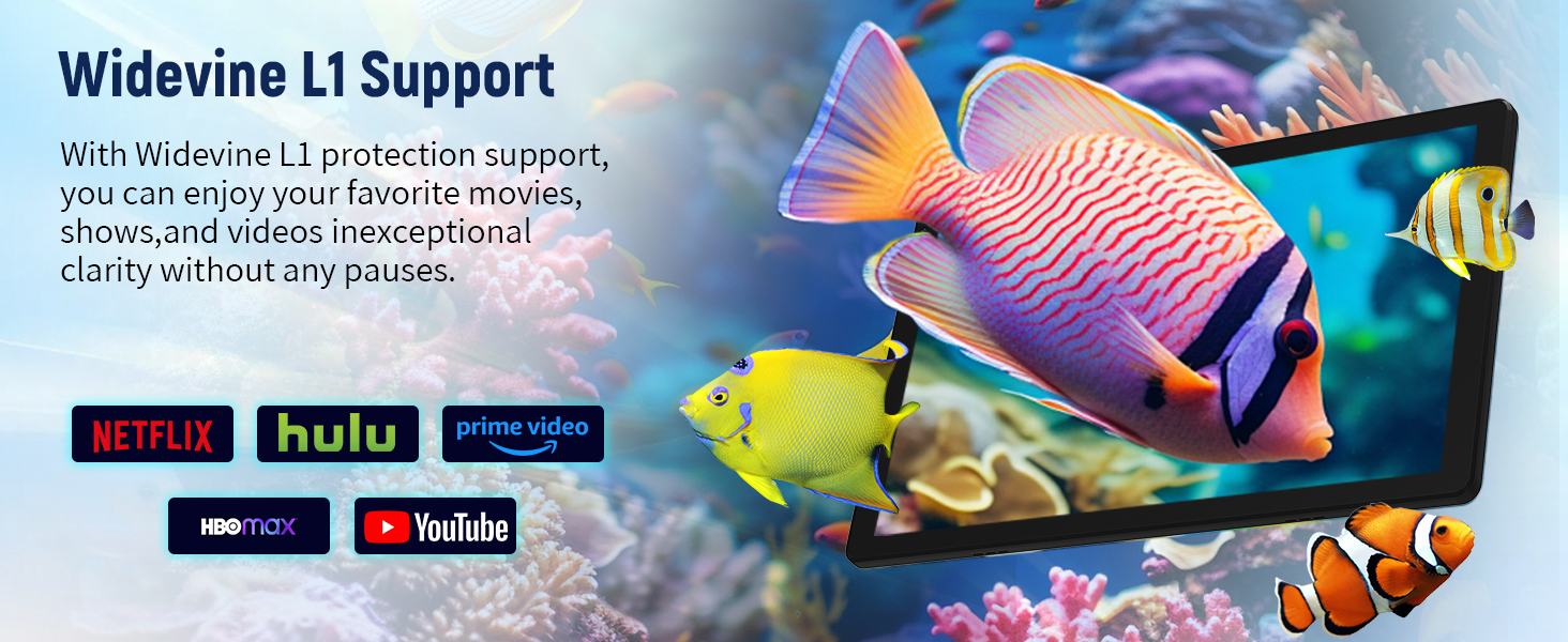 Text reads 'Worldwide L1 Support'. Colorful underwater scene with tropical fish and coral. Information about global customer support services available.