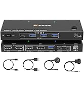 USBC Dual Monitors KVM Switch 4K@60Hz, USBC KVM Switch 2 Monitors 2 Laptops with 4 USB 3.0 Ports,...