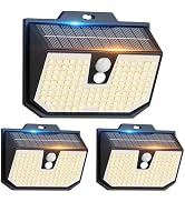 Solar Motion Sensor Lights Outdoor Garden, Solar Security Fence Wall Lights 3 Modes, 132 LED Sola...