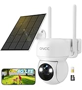 GNCC 4G LTE Security Camera Outdoor Wireless, 4MP PTZ with Solar Panel, W41 | Solar-powered, 6000...