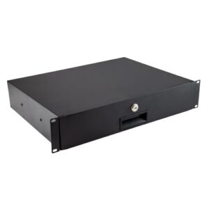 kenable 19 Inch 2U Lockable Rack Mount Drawer with Rear Support Rails 338mm Deep Server Cabinet Storage