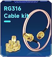 Blue packaging for RG174 Cable Kit. Product image shows coiled cables with yellow connectors.