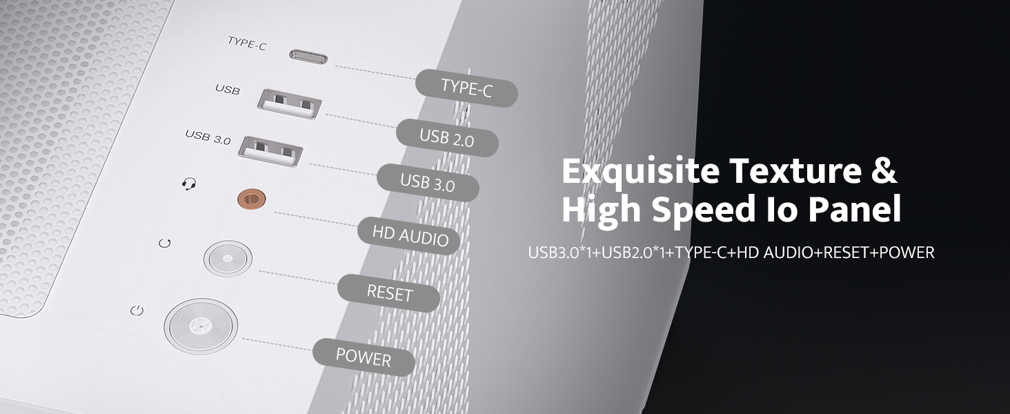 Text reads 'Exquisite Texture & High Speed to Panel'. Close-up of textured material surface with technical detail panels showing fine mesh or fabric weave pattern.