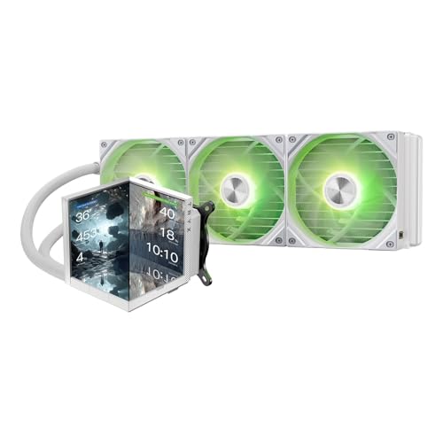 TRYX STAGE 360 ARGB 360mm AIO White 4.0'' IPS Dual-Screen Customizable White AIO Cooler 360mm LCD Display 254PPI Asetek 7th Gen V2 280w TDP ROTA SL ARGB Fan Intel LGA 1851/1700/1200/115X AMD AM5/AM4