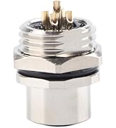 ANKROYU M12 B S5 Panel Mounted Socket, Brass Plug Adapter, IP67 5 Pin Waterproof Socket Connector...