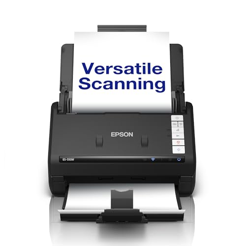 Epson WorkForce ES-550W Wireless Document Scanner | 45ppm / 90 ipm | 100-Sheet Auto Document Feeder | Colour | USB connectivity | Up to A4