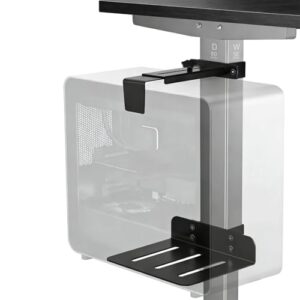 Under Desk PC Mount No Drilling Clamp-On Computer Holder for Standing Desk Height & Width Adjustable Heavy Duty CPU Holder (150-235mm) Fits 50×80mm Square Legs 20kg Capacity for Home Office