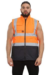shelikes Hi Vis Bodywarmer Fleece Lined Safety Gilet High Visibility Reflective Workwear Vest for Men Security Outdoor Hiking Construction Warm Work Waistcoa