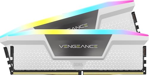CORSAIR VENGEANCE RGB DDR5 16GB (2x8GB) DDR5 Up to 5200MHz CL40 AMD EXPO Intel XMP iCUE Compatible Computer Memory – White (CMH16GX5M2B5200Z40W)