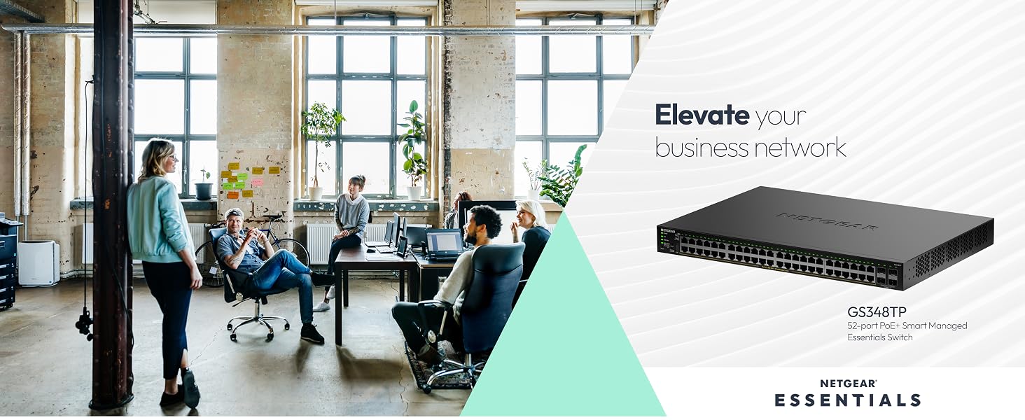 Text reads 'Elevate'. Product showcase displays a sleek, minimalist retail or office space with large windows, wooden flooring, and modern furniture arrangements.